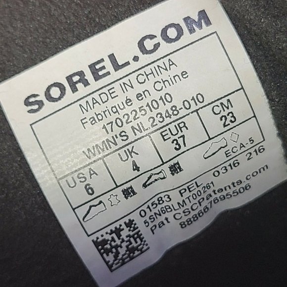 SOREL Women ankle Boots slimpack  Black gray lace up duck rubber US 6 37 new - Picture 5 of 6